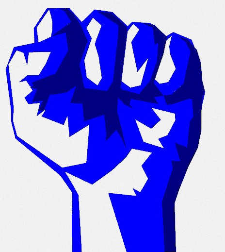 Poing levé bleu