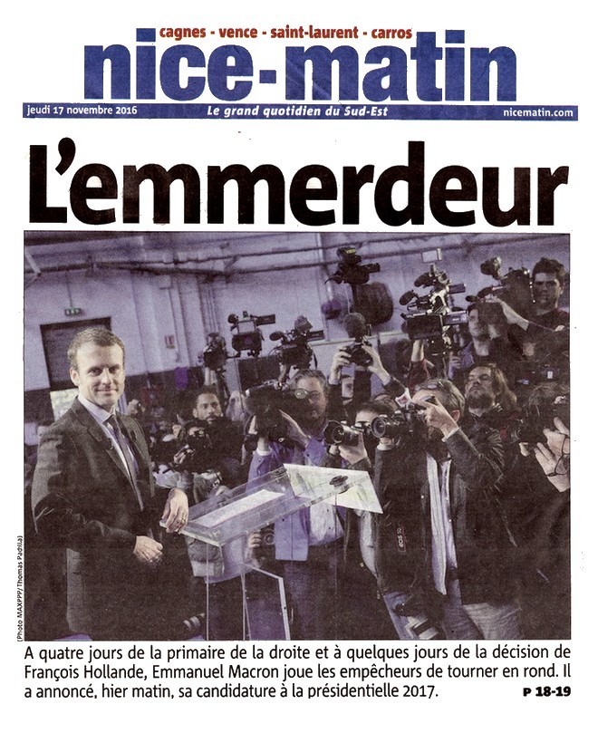 Nice-Matin Macron emmerdeur 17 novembre 2016