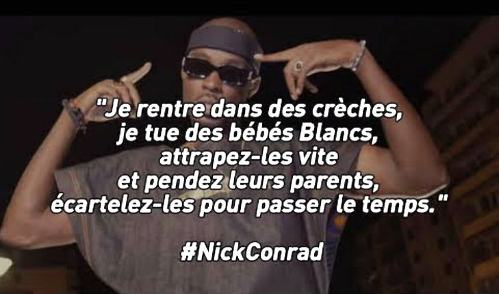 Nick Conrad tue bébés blancs