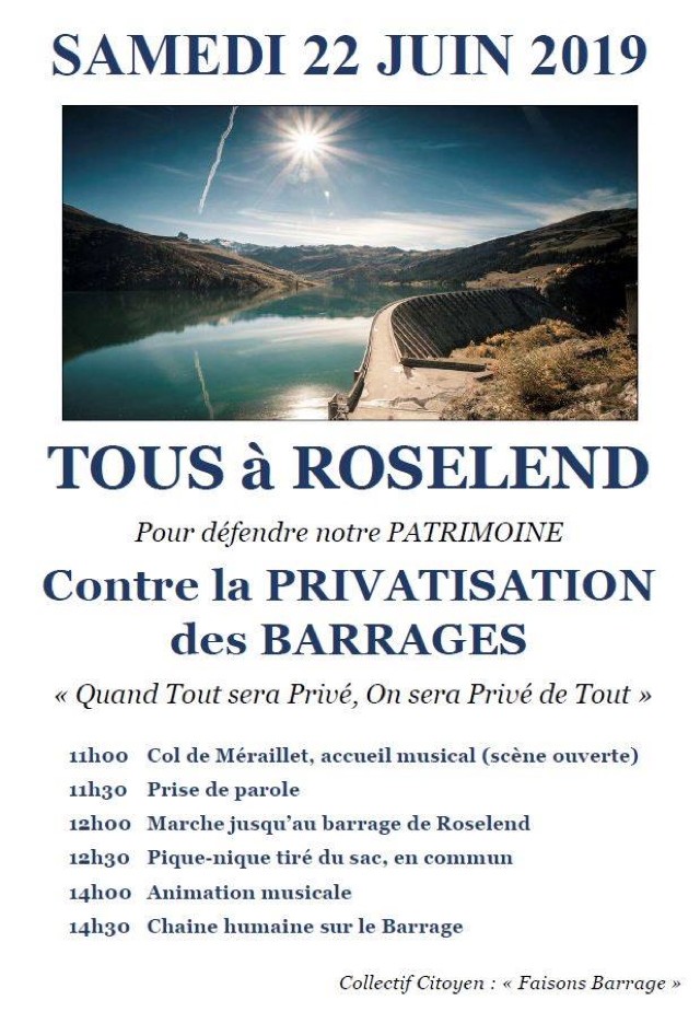 Roselend privatisation barrages