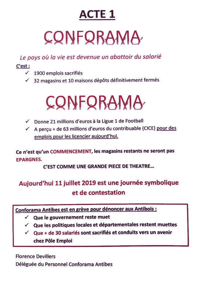 Conforama grève 11 juillet 2019 tract