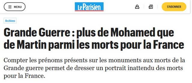 Grande Guerre Plus de Mohamed que de Martin parmi les morts pour la France Le Parisien