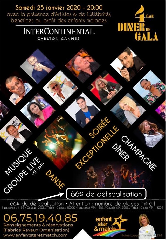 Enfant star match - diner gala - Cannes 25 janvier 2020