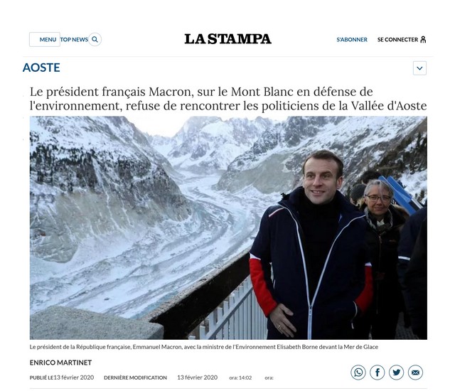 La Stampa - Macron - Mer de Glace