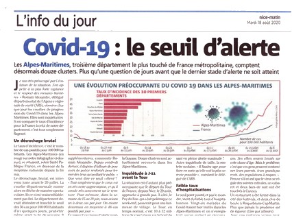 Nice-Matin - 18 août 2020 - stats Covid