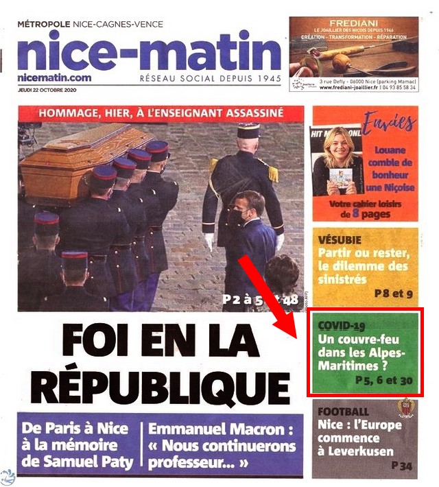 Nice-Matin - jeudi 22 octobre 2020 - Foi république