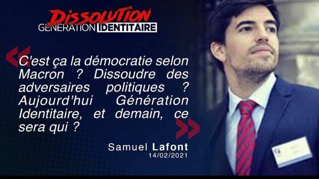 Génération Identitaire - Dissolution - Samuel Lafont