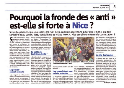 NIce-Matin - 28 juillet 2021 - Anti-vaccin extrême droite